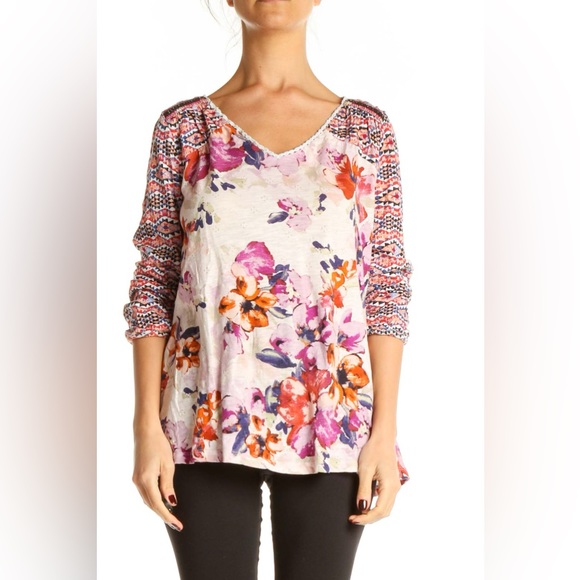 Akemi + Kin Anthro Ayana Floral Aztec Peasant Top - Picture 1 of 7